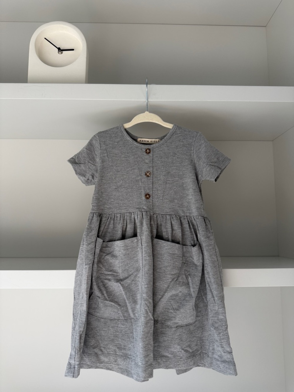 Haven Kids Bamboo Gray Short-Sleeve Pocket Dress